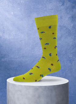 Paisley Dot Cotton Sock in Green