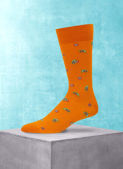 Paisley Dot Cotton Sock in Orange