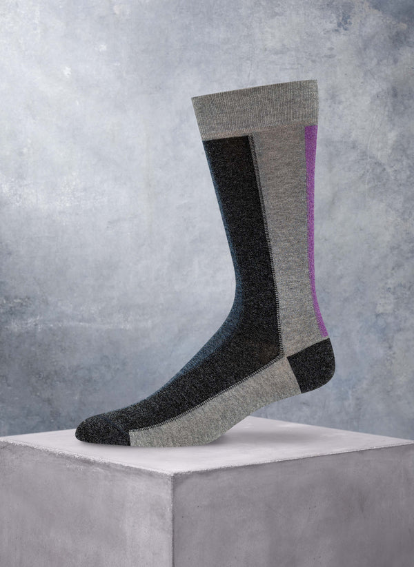 Donegal Rugby Cotton Sock in Grey, charcoal and purple