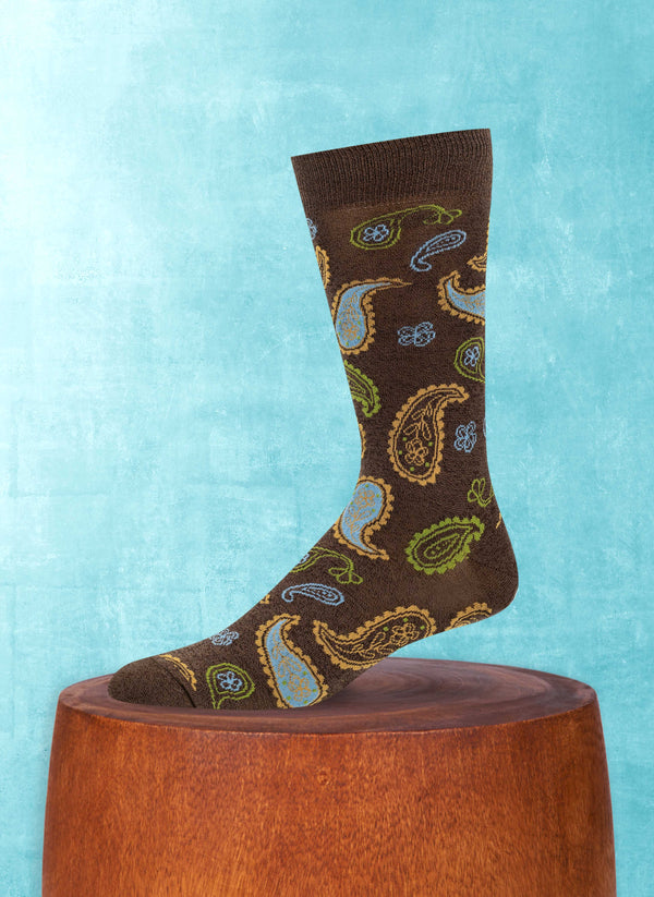 Paisley Cotton Sock in Brown