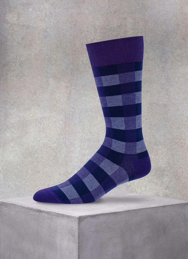 Buffalo Check Cotton Sock in Purple