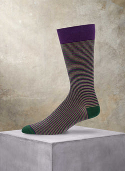 Duo Cotton Stripe Sock in Purple