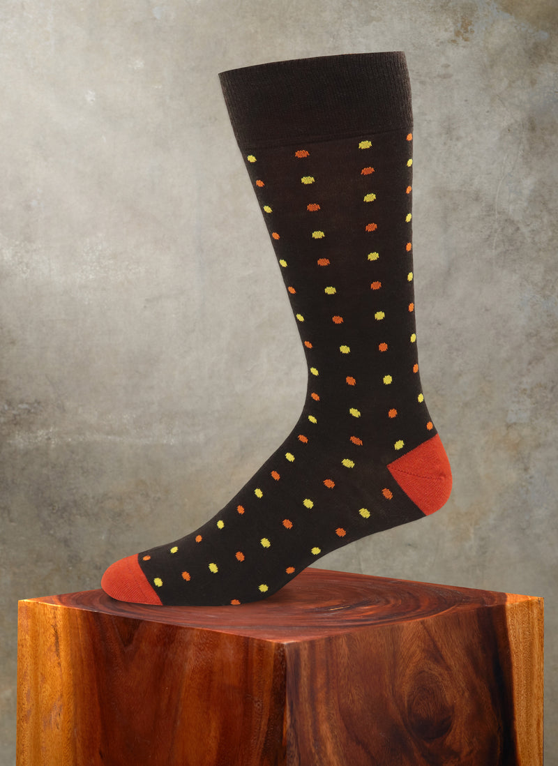 Merino Wool Heel/Toe Dot Sock in Brown