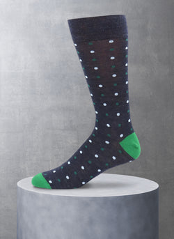 Merino Wool Heel/Toe Dot Sock in Navy