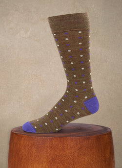 Merino Wool Heel/Toe Dot Sock in Taupe