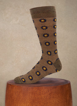 Merino Wool Large Oxford Flower Sock in Taupe