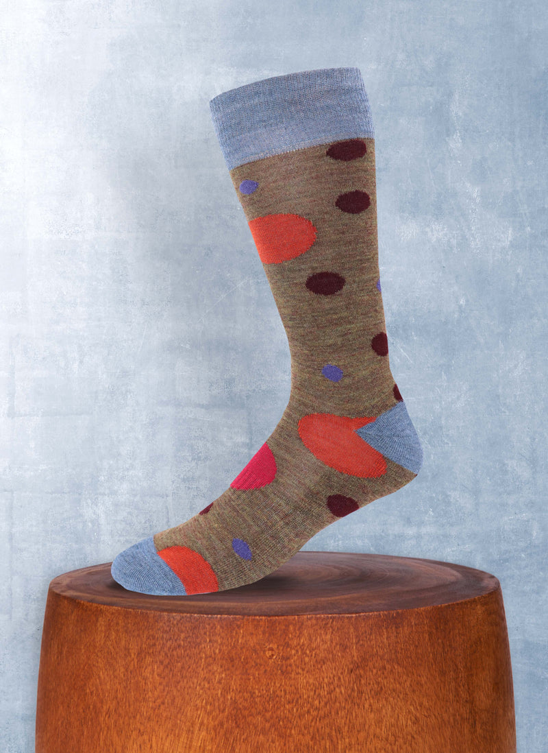 Merino Wool Scattered Circles Cushion Foot Sock in Teal