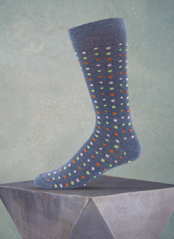 Small Dot Sock in Mélange Denim