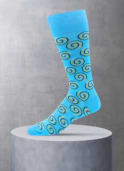Bright Swirls Sock in Light Blue