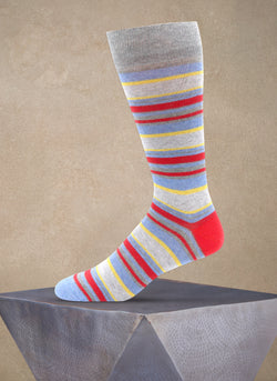 Multi Stripe Pop Stripes Sock in Light Grey
