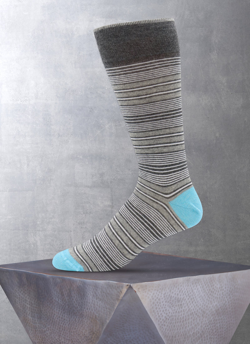 Mélange Stripes Sock in Grey