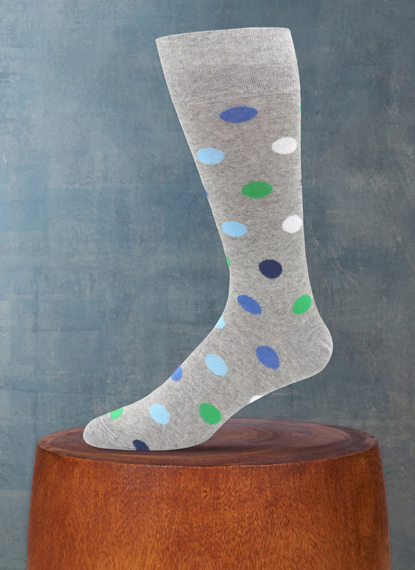 Large Multi Dot Sock in Grey Mélange