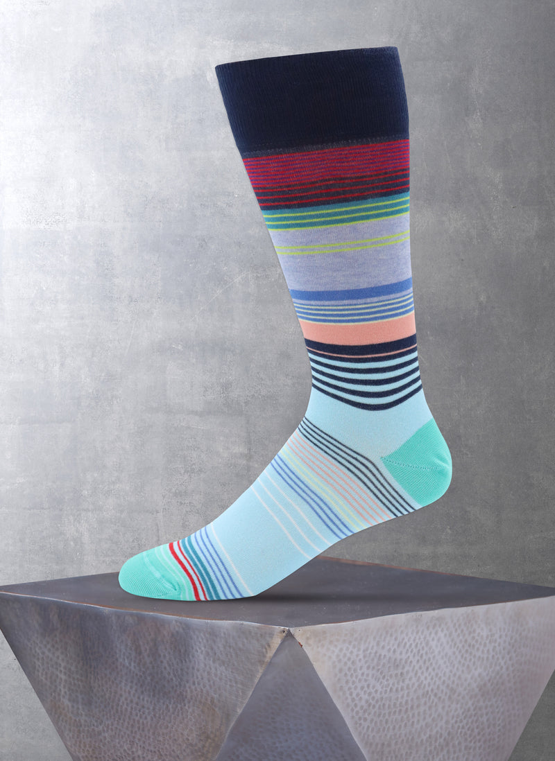 Barcode Stripes Sock in Teal