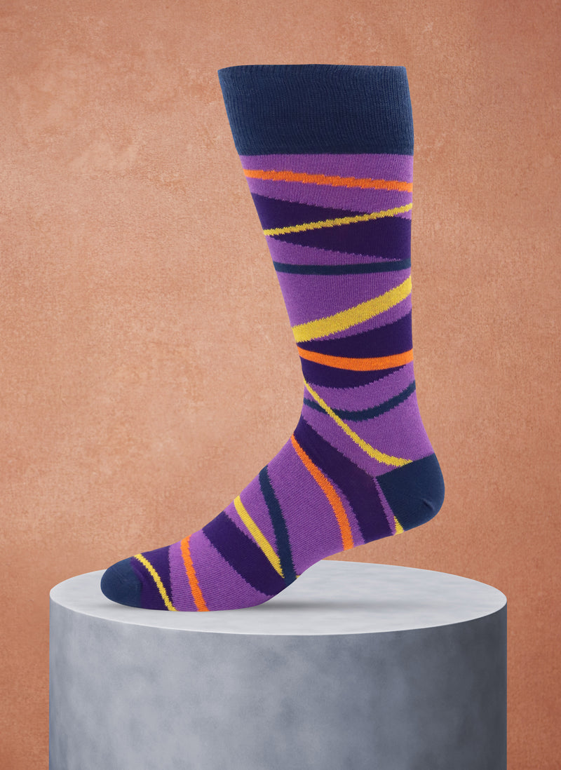 Modern Abstract Stripes Sock in Navy