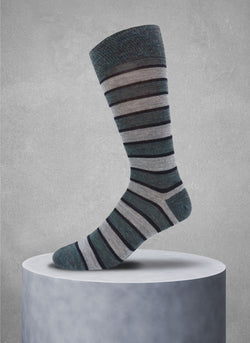 Merino Wool Dual Stripe Sock in Teal