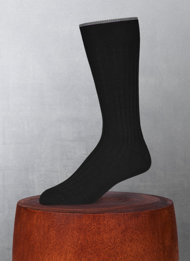 Big and Tall Soft Solid Merino Wool Sock in Black