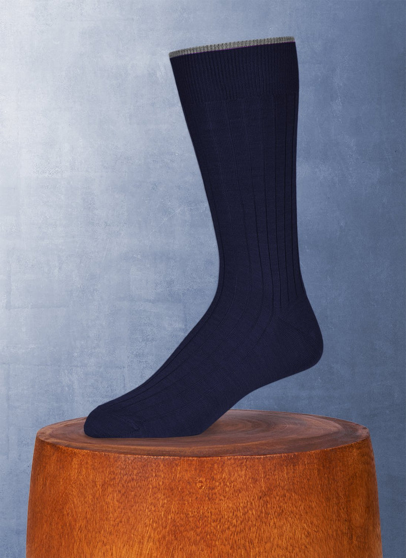 Big and Tall Soft Solid Merino Wool Sock in Navy