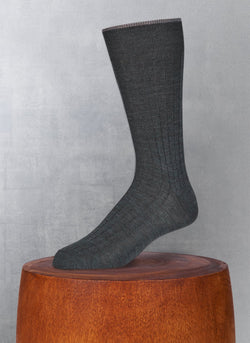 Big and Tall Soft Solid Merino Wool Sock in Charcoal