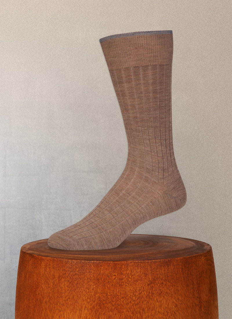 Big and Tall Soft Solid Merino Wool Sock in Taupe