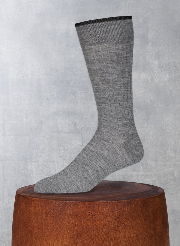 Big and Tall Soft Solid Merino Wool Sock in Argento