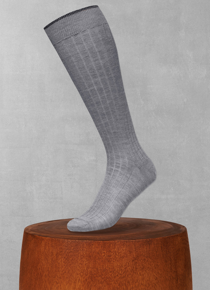 Softest Heather Merino Long Sock in Light Grey