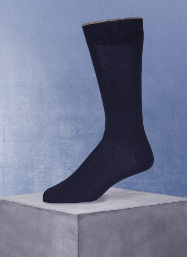 Solid Flat Knit Merino Wool Sock in Light Grey