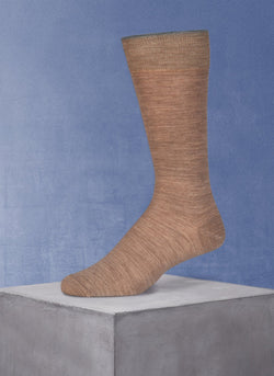Solid Flat Knit Merino Wool Sock in Taupe