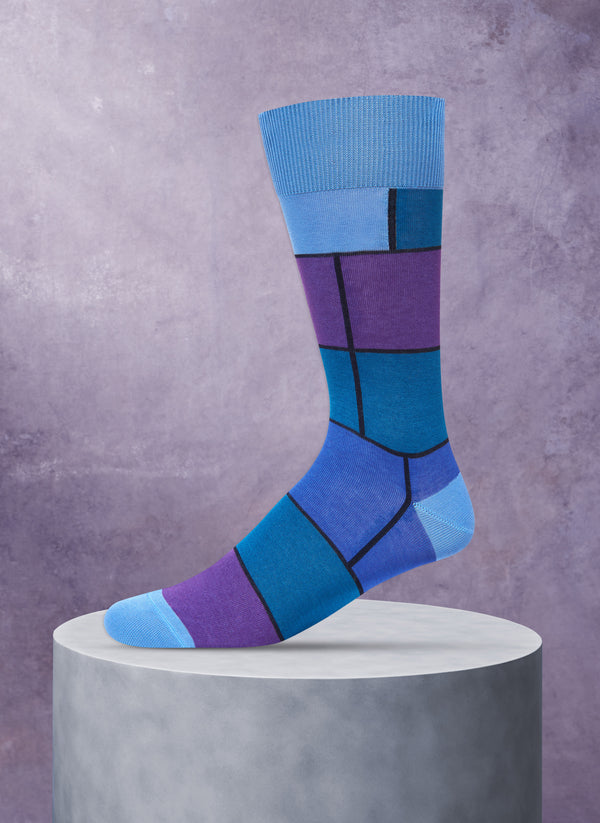 Mondrian Square Sock in Blue