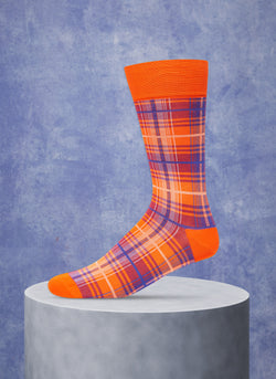 Microplaid Sock in Orange