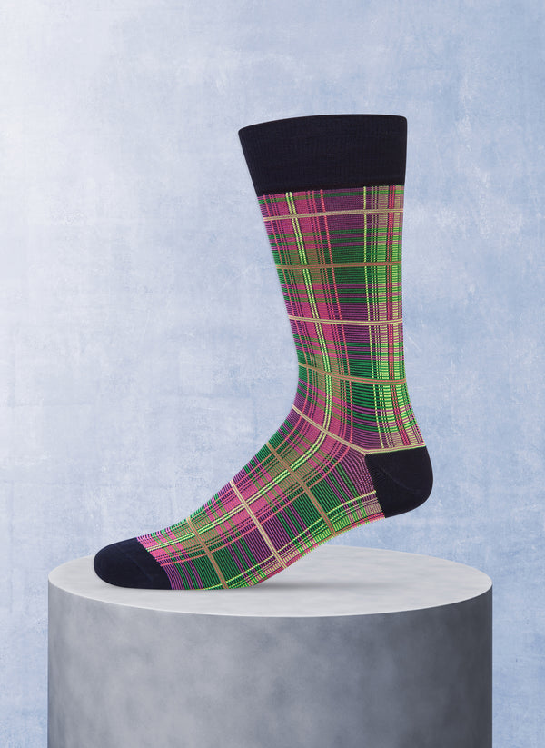 Heel Stripe Sock in Black and Purple