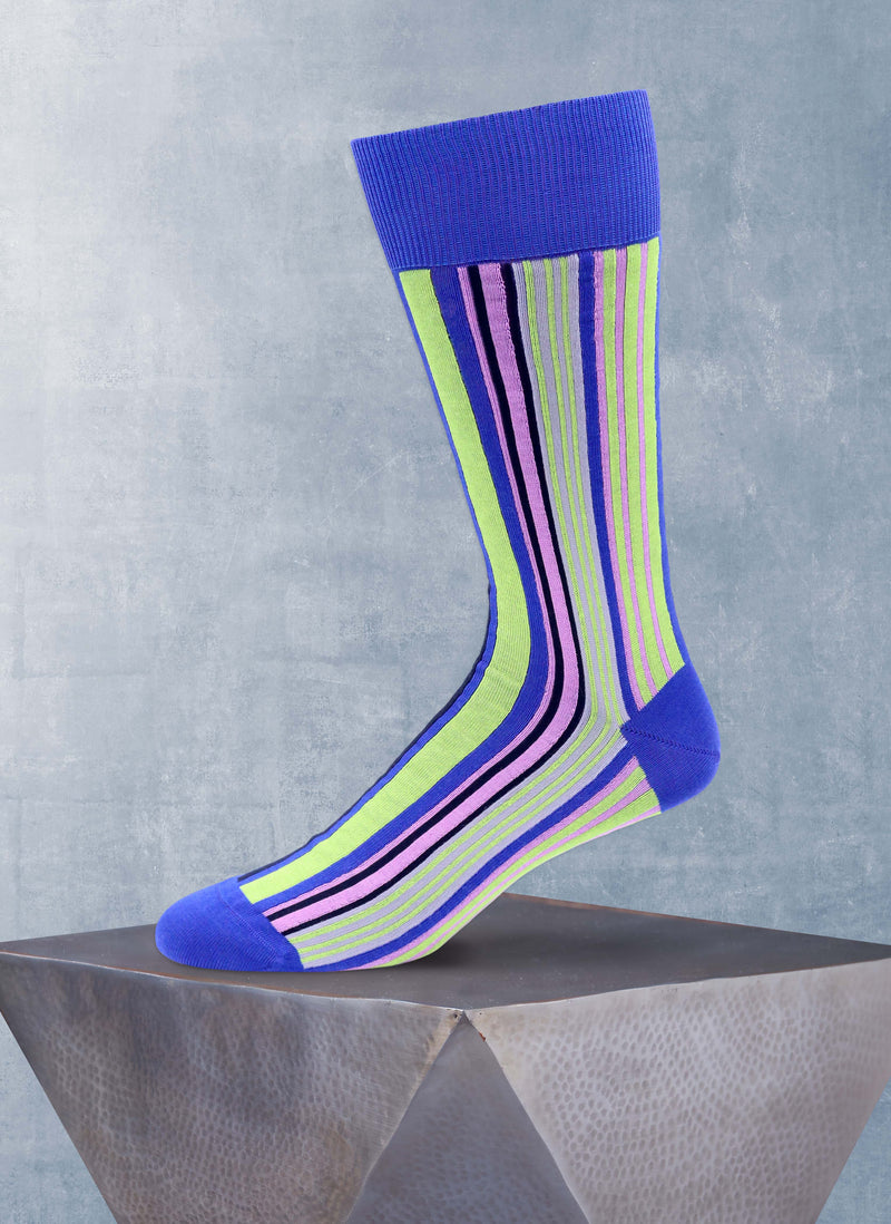 Vertical Multi Stripe Sock in Royal