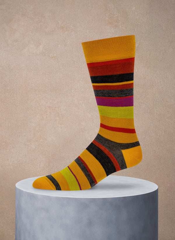 Merino Wool Multi Stripe Sock Yellow