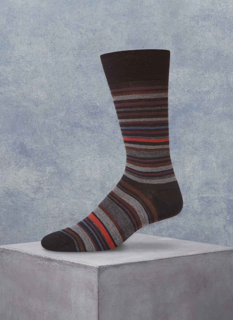 Merino Wool Multi Stripe Sock in Black
