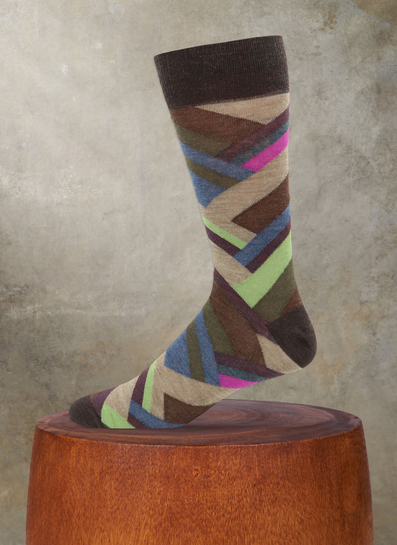 Merino Wool Color Weave Sock in Brown