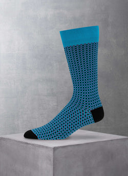 Merino Wool Bright Checkered Sock in Teal