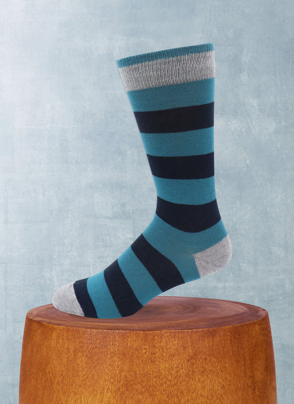 Wide Rugby Stripes Sock in Grey