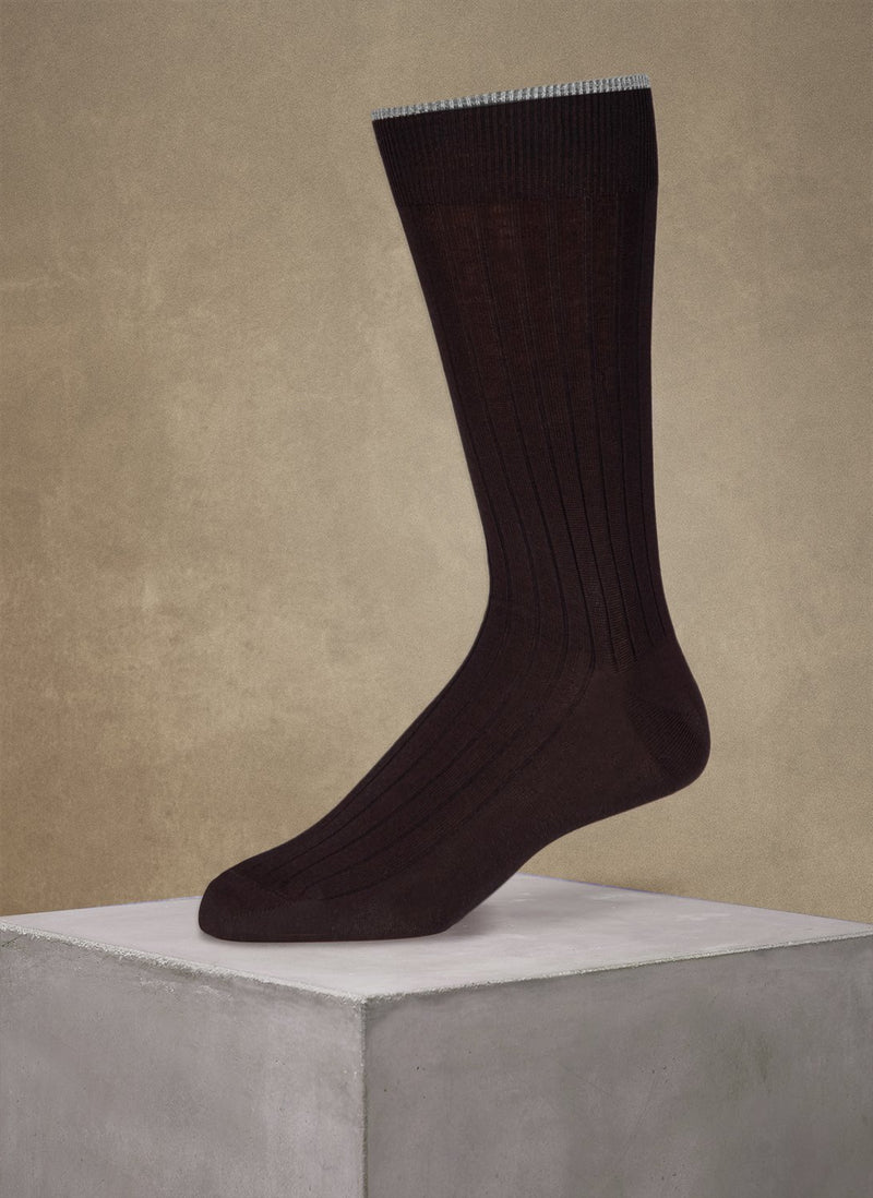 Big and Tall Mercerized Cotton Sock in Brown