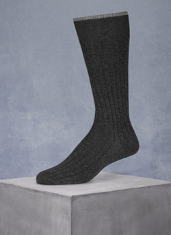 Big and Tall Mercerized Cotton Sock in Heather Charcoal