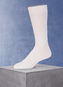 Mercerized Cotton Sock in White