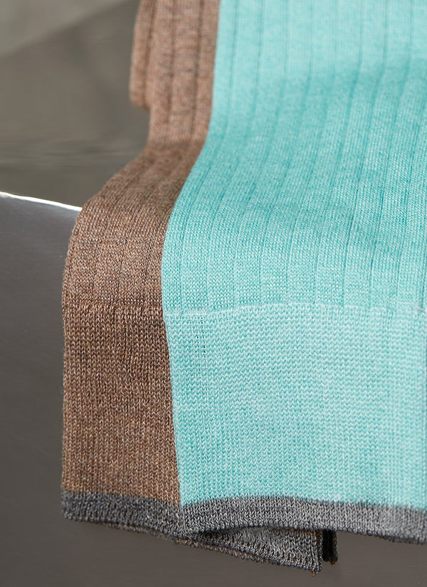 group image of solid Mercerized Cotton Sock in Heather Aqua and taupe
