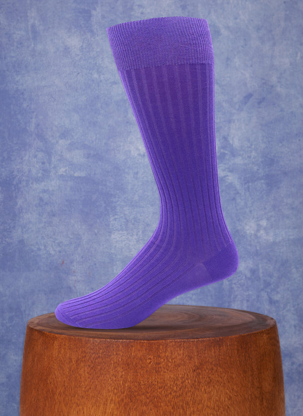 Short Ribbed Egyptian Cotton Sock in Periwinkle