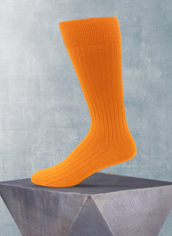 Short Ribbed Egyptian Cotton Sock in Orange