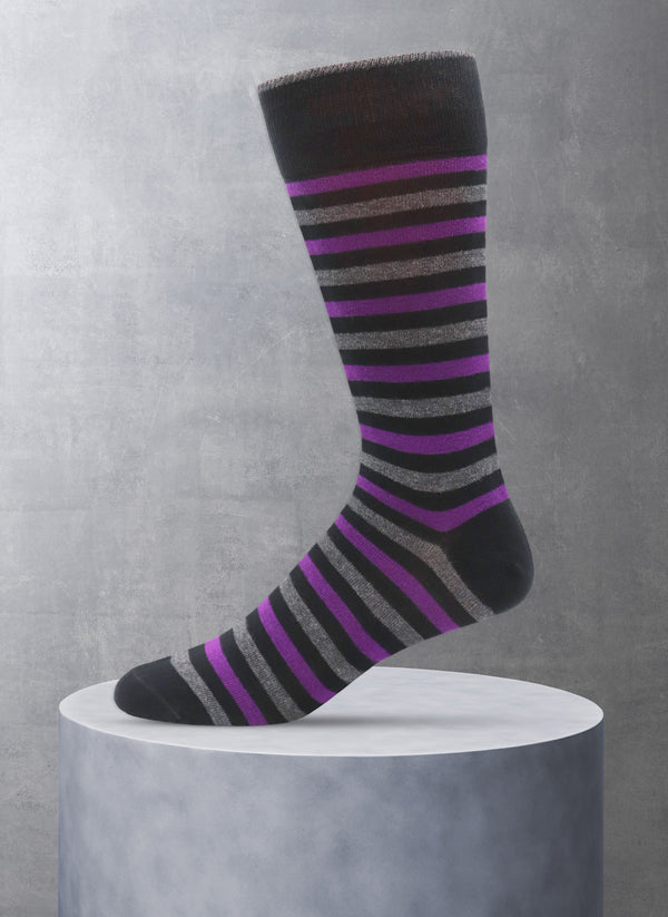 Stripe Sock in Black and Purple