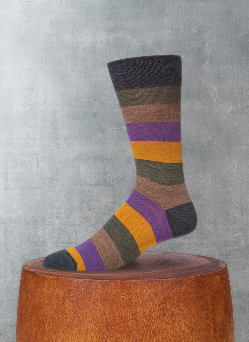 Color Block Stripe Sock in Tan
