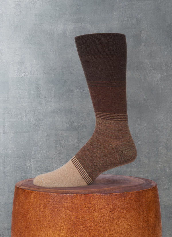 Merino Wool Color Blocking Sock in Brown