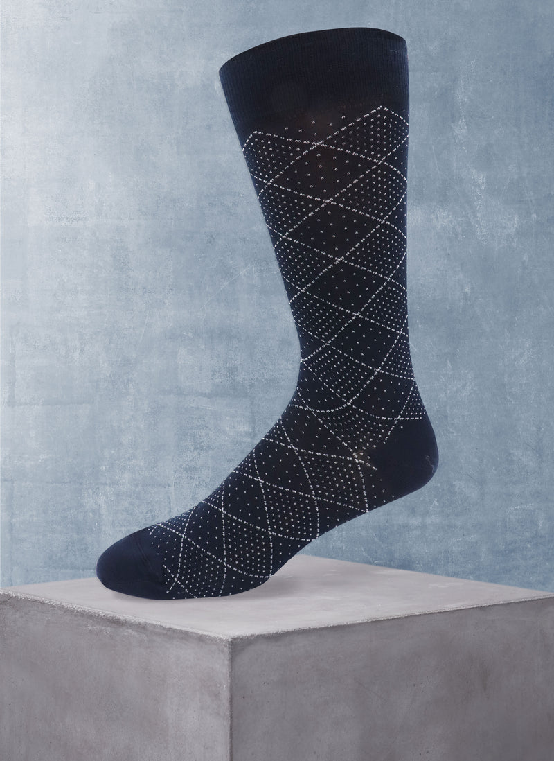 Pindot Sock in Navy