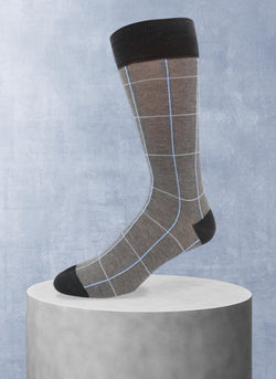 Mille Righe Windowpane Sock in Charcoal