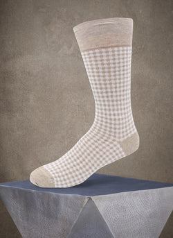 Gingham Sock in Taupe