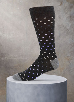 Merino Wool Gradient Dot Sock in Charcoal