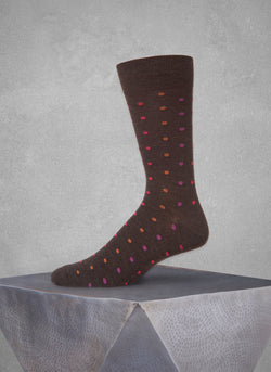 Merino Wool Multi Dot Sock in Brown